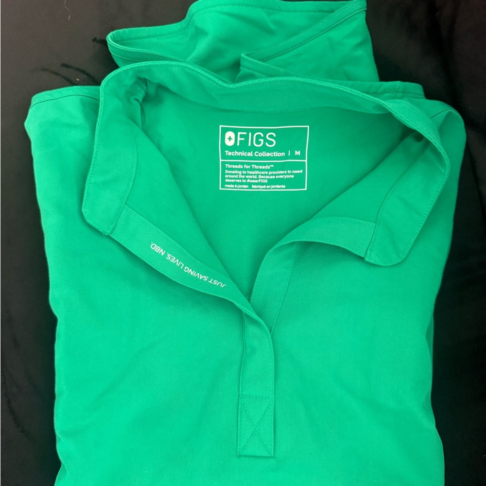 Figs Jade Green Technical Polo